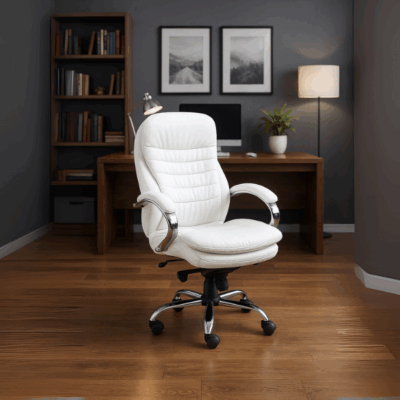 כסא מנהלים לבן יוקרתי מרסיי כסא משרדי לבן | קפרה מורכב ומוכן לישיבה