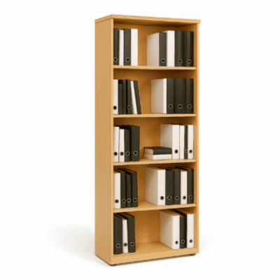 כוננית משרדית 5 מדפים פתוחה ארון ספרים עץ לאחסון קלסרים | קפרה