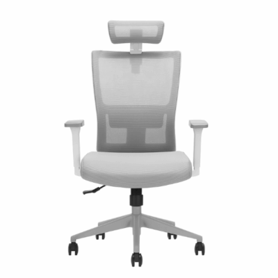 כסא משרדי ארגונומי ענבר אפור עם משענת ראש | קפרה