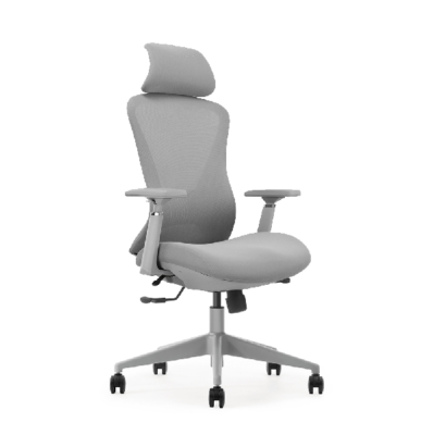 כסא מנהלים ארגונומי אלה אפור עם משענת ראש | קפרה כסאות ארגונומים