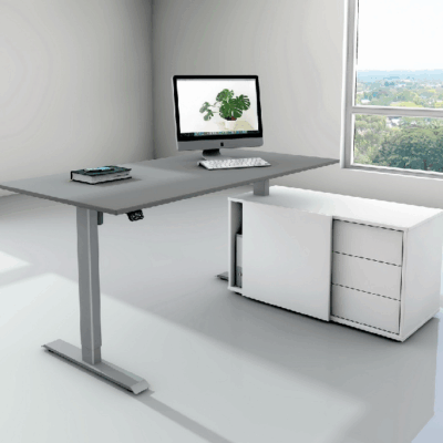 שולחן מחשב פינתי מתכוונן עם יחידת איחסון | קפרה כסאות