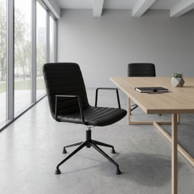 כסא ישיבות מתכוונן ג'וליה שחור דמוי עור, מגיע מורכב | קפרה